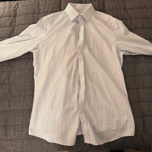 Men's Charles Tyrwhitt Light Blue and White Stripe Dress Shirt - 16.5”
